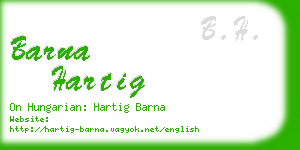 barna hartig business card